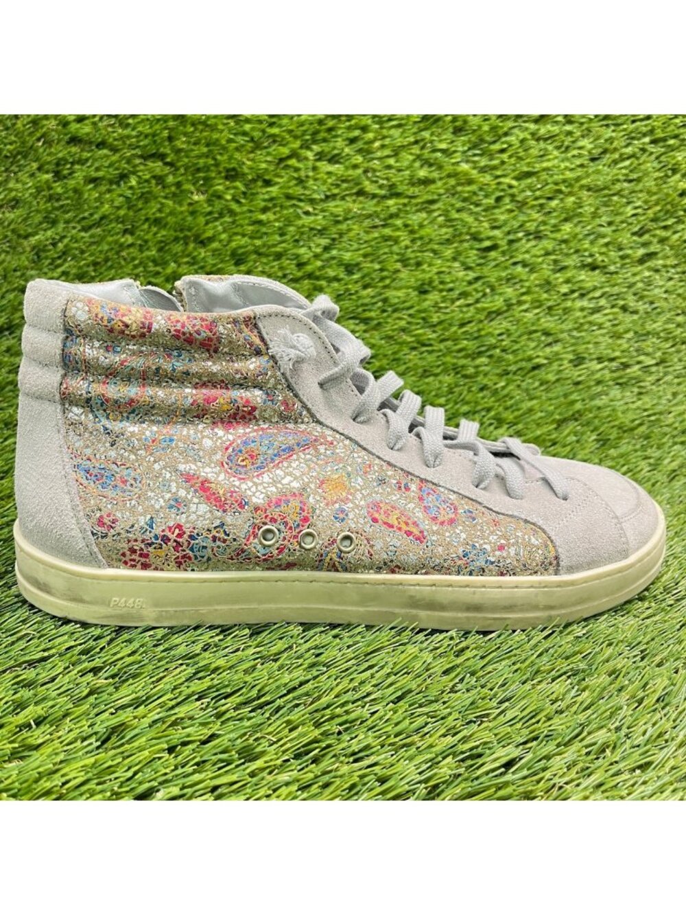 P448 Paisley Skate High Womens Size 9.5 Gray Athletic Lifestyle Shoes Sneakers
